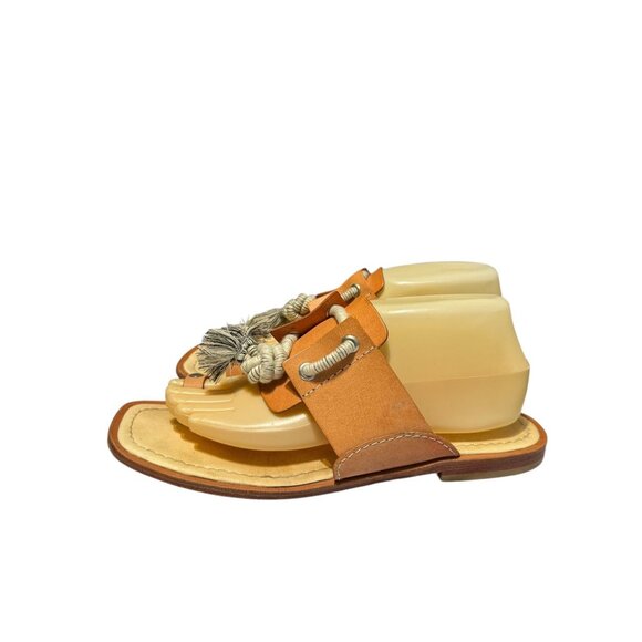 Free People Maui Slide Sandals In Natural With Tassel Accents & Toe Loop - Picture 4 of 14